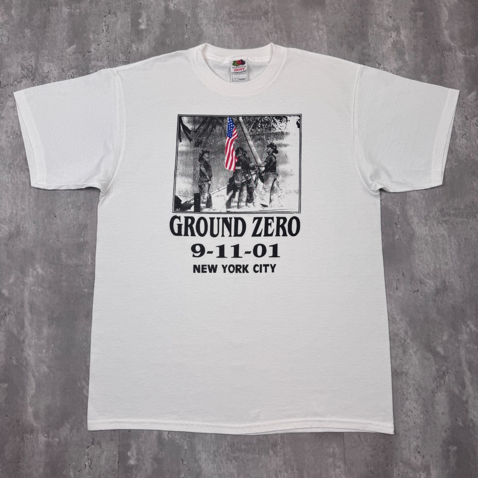 Vintage 9/11 T-Shirt Mens L White Ground Zero First Responders Y2K Hero History