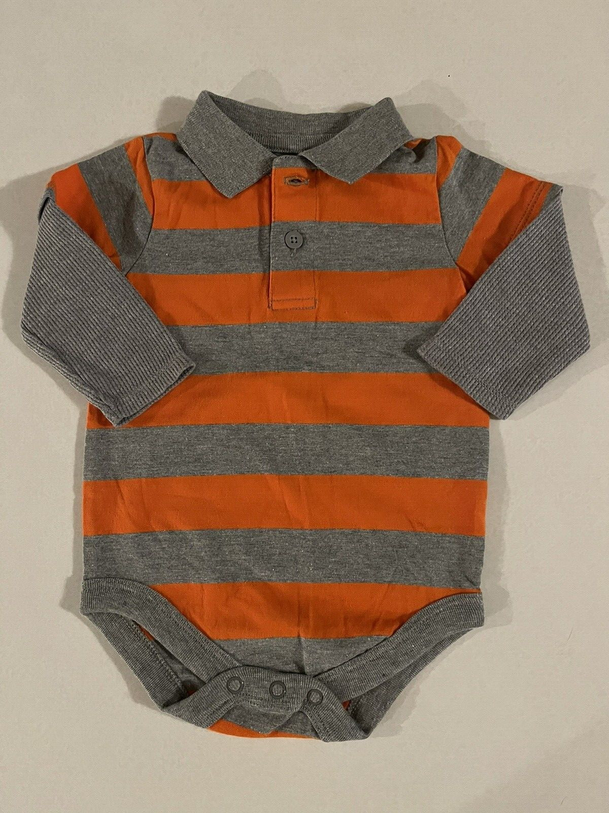 Garanimals New Long Sleeve Boys Shirt Size 3-6 Months Orange Gray Stripe Garanimals New Long Sleeve Boys Shirt Size 3-6 Months Orange Gray Stripe