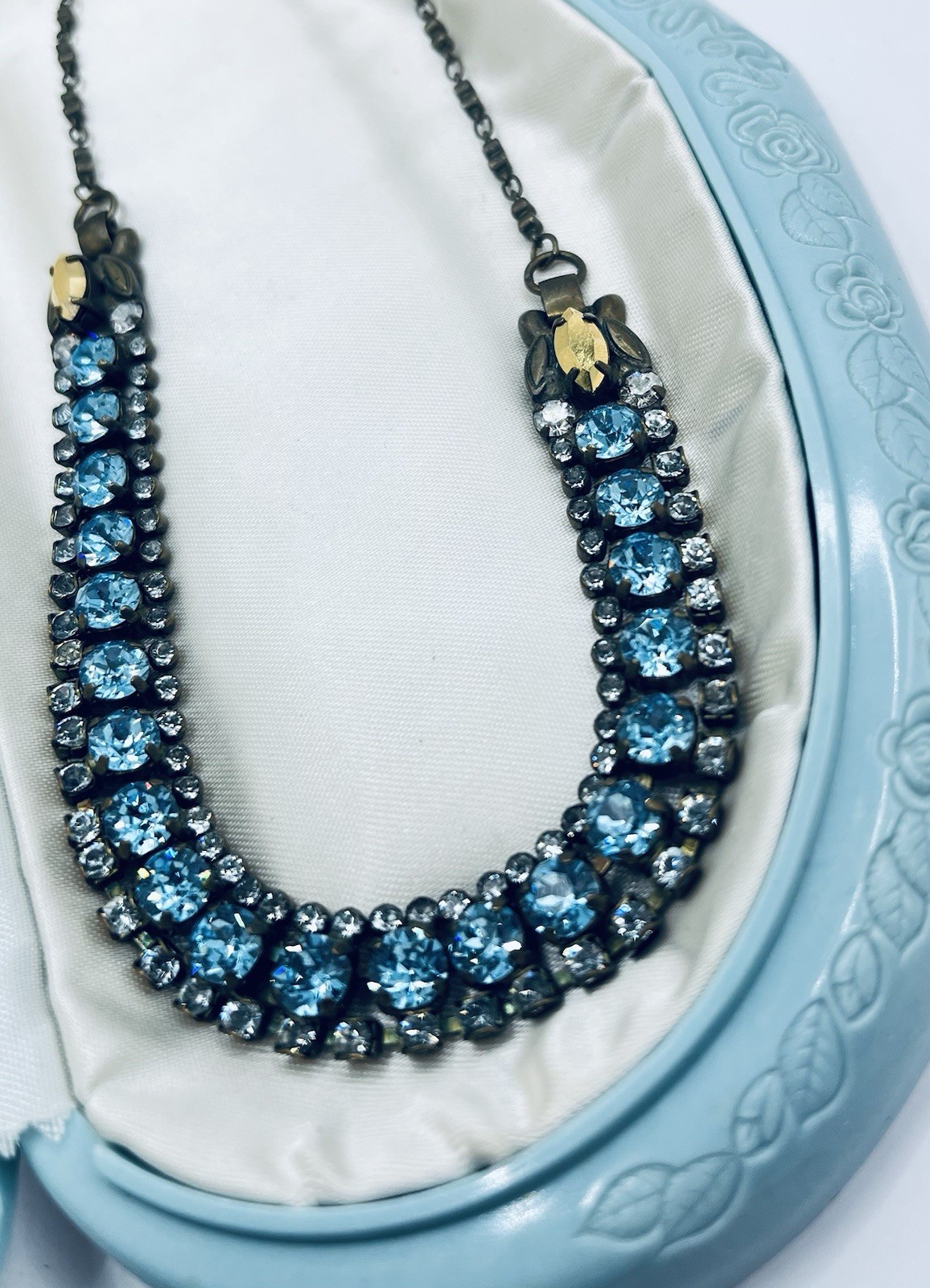 Sorrelli Signed Aqua Blue Crystal Necklace