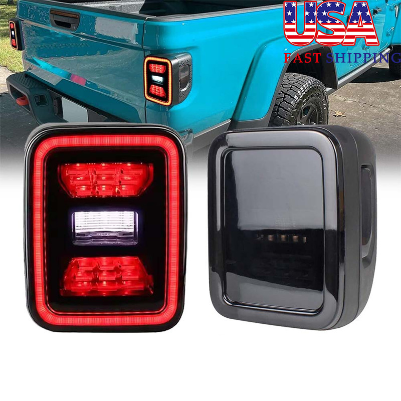 Pair Smoke LED Tail Lights Replace Halogen For Jeep Gladiator JT 2020 -Up LH+RH Pair Smoke LED Tail Lights Replace Halogen For Jeep Gladiator JT 2020 -Up LH+RH