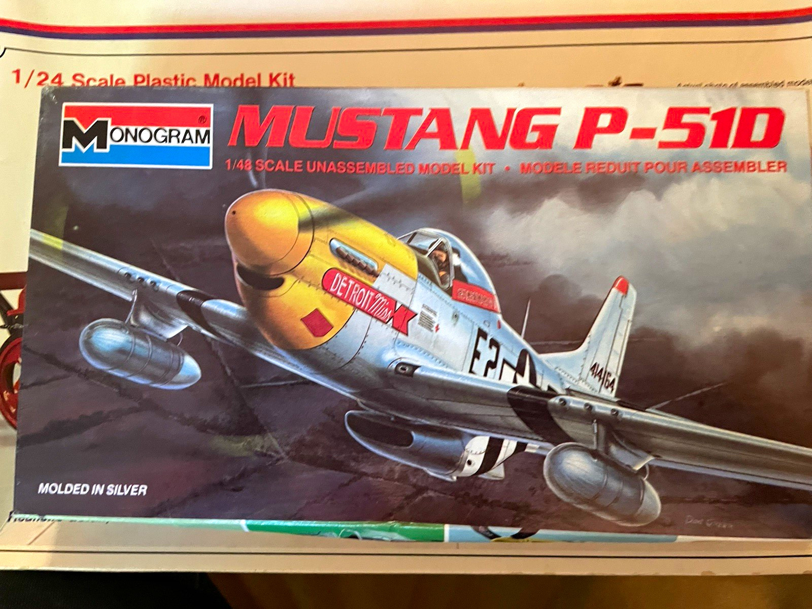 Monogram Mustang P-51D 1:48 Plastic Airplane Kit Silver Unassembled