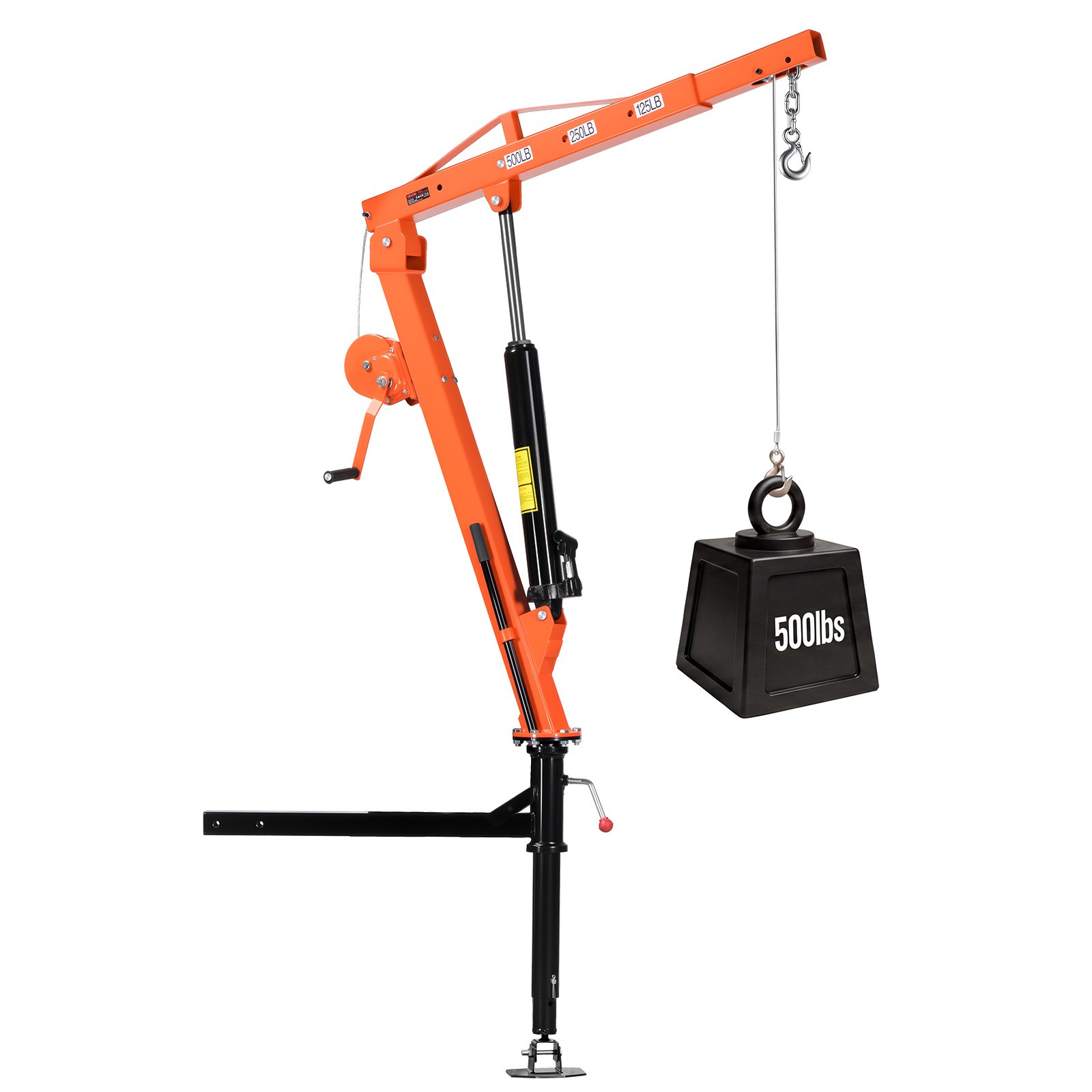 VEVOR Truck Crane 500 lbs Pickup Hitch Manual Winch Hydraulic Jack Lumber Lift