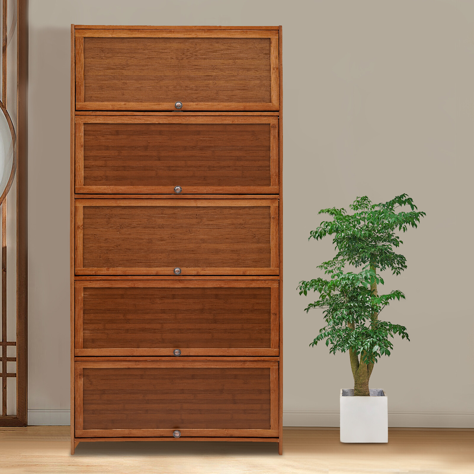 11-Tier Bamboo Shoe Cabinet with Flip Door for Stylish Shoe Storage