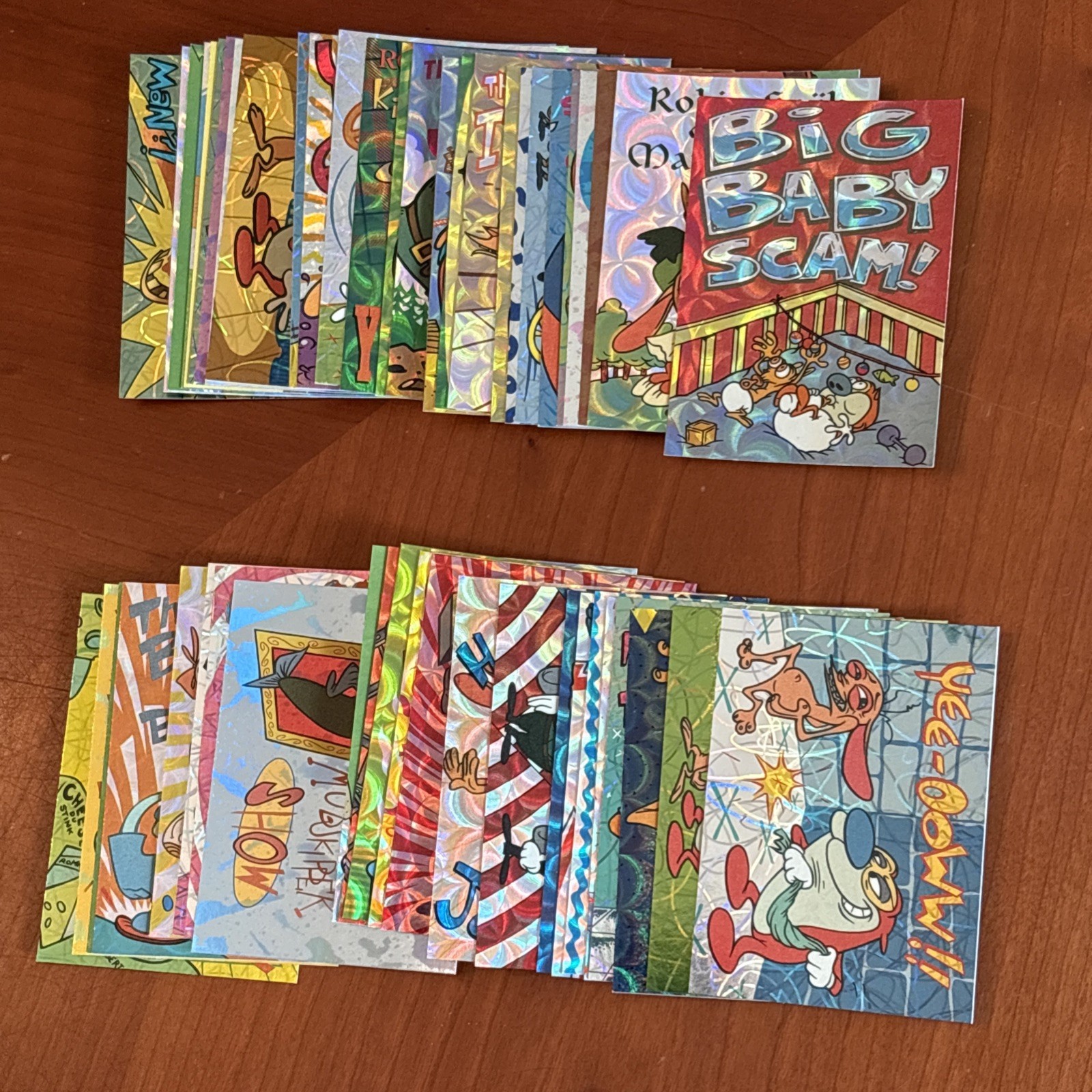 REN AND STIMPY 1993 TOPPS PRISM SET COMPLETE BASE SET (50) TRADING CARDS +1 Foil
