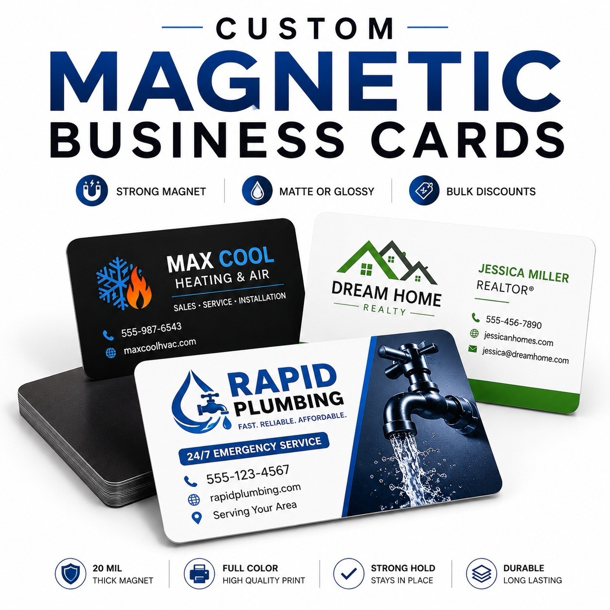 Custom Business Card Magnet Fridge Magnetic Advertising Logo Pack of 50