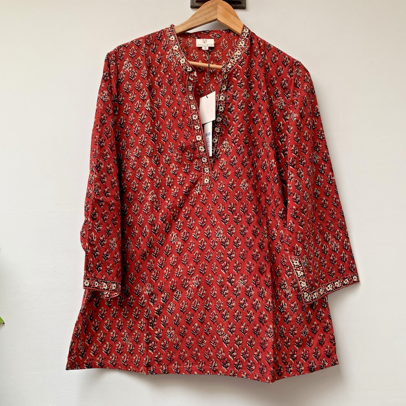 East Anokhi Block Print Blouse Top Tunic 14 NEW RRP £89 100% Cotton Boho Hippie East Anokhi Block Print Blouse Top Tunic 14 NEW RRP £89 100% Cotton Boho Hippie