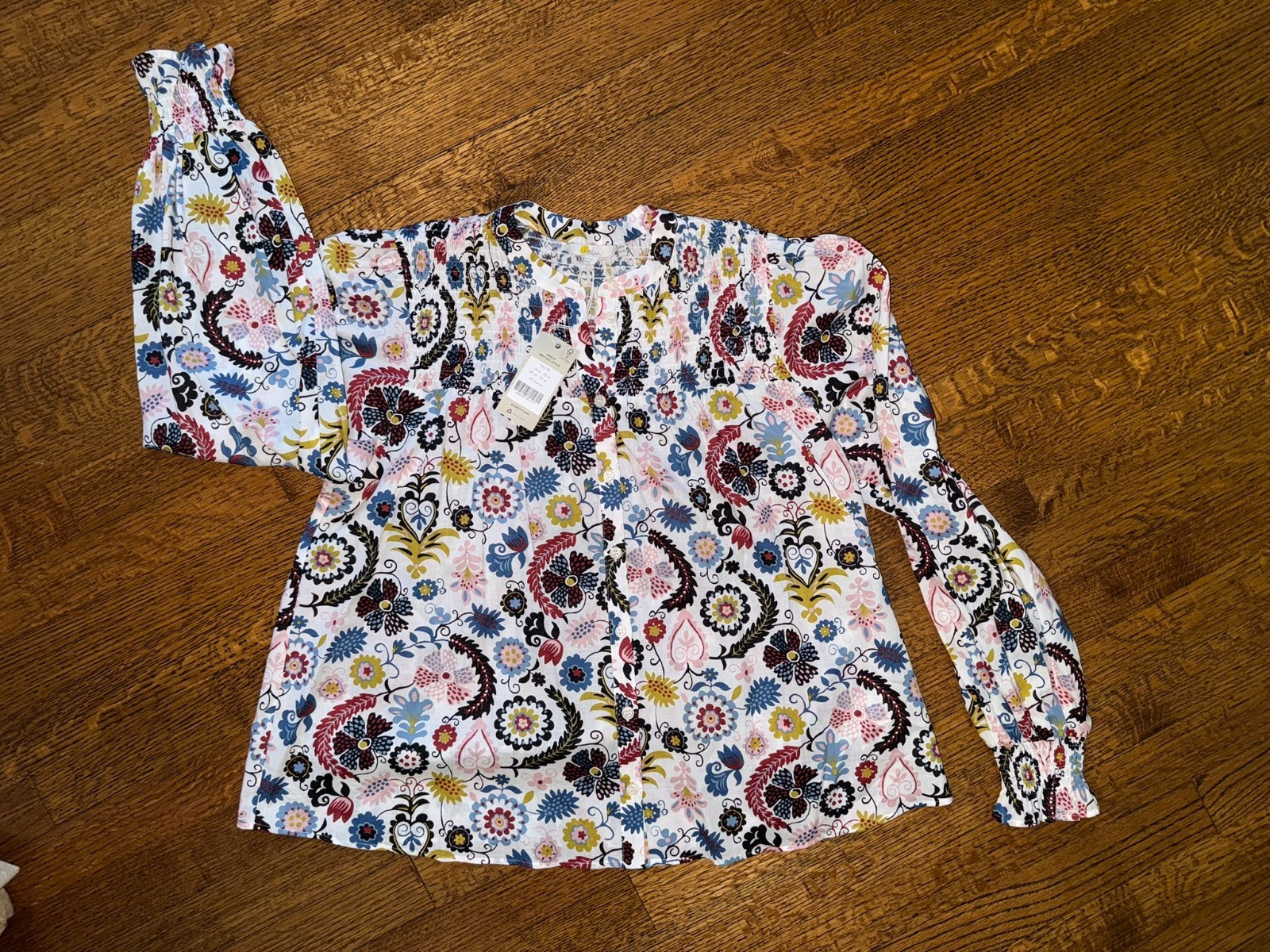NWT Boden Smocked Yoke Cotton Blouse  - Size 10
