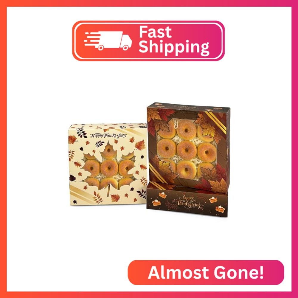 qiqee Thanksgiving Cookie Boxes with Window For Gift Giving Fall Treat Boxes 10x