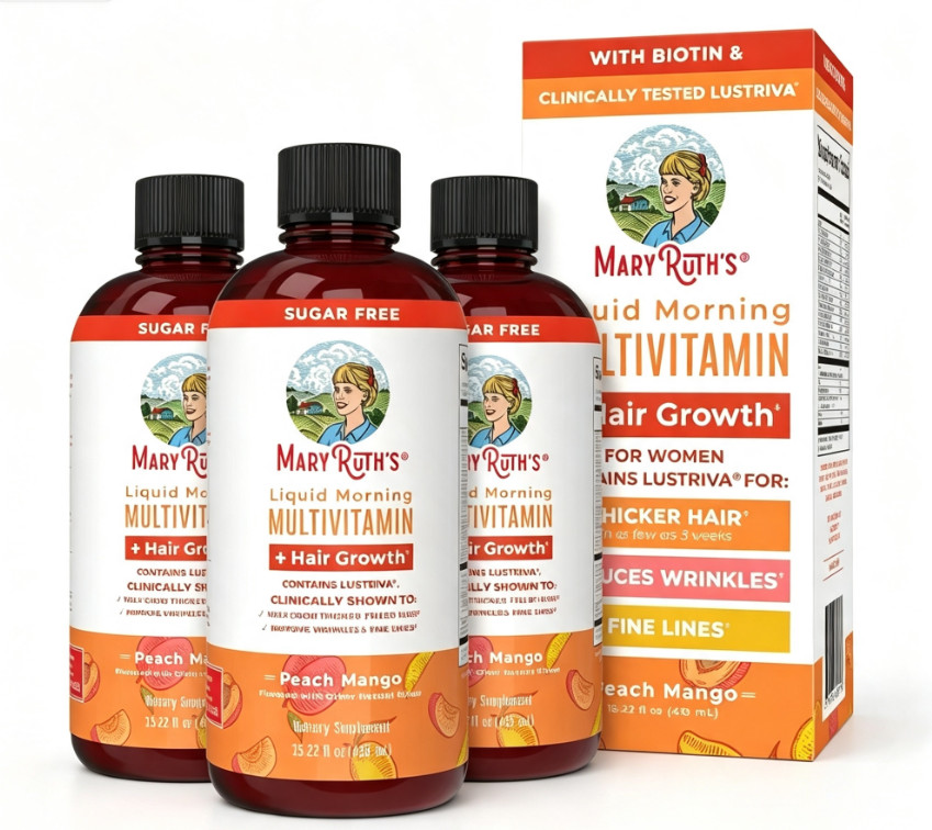 3pc Ruth\'s Mary Liquid Morning Multivitamin+Hair Growth - Peach Mango-15 fl oz