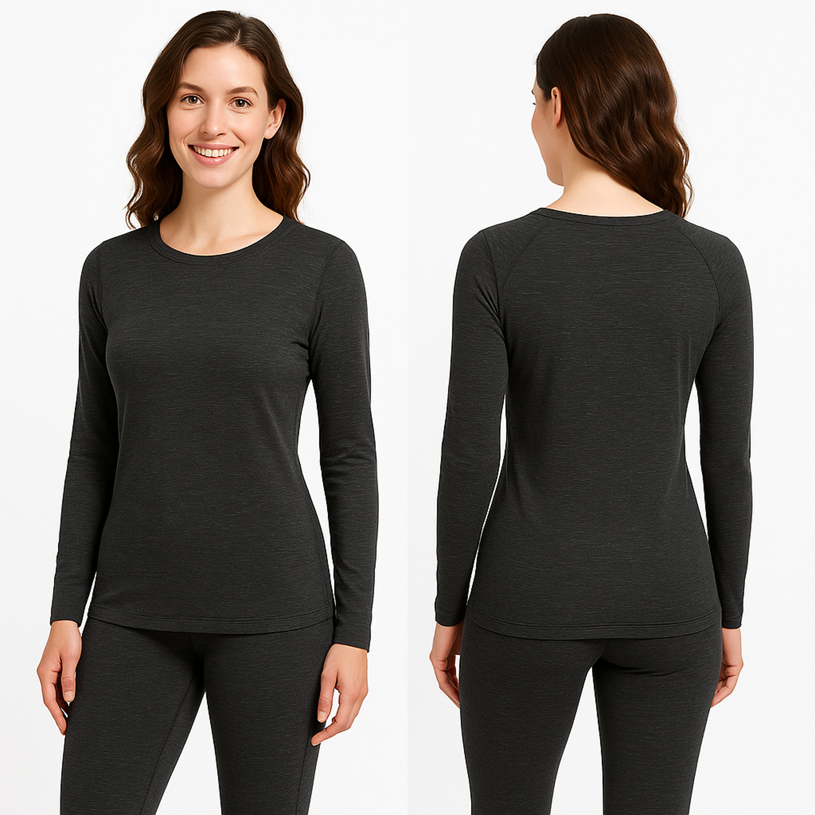 NWT 32 Degrees Ladies Soft Fleece Top – Black Space Dye, Medium