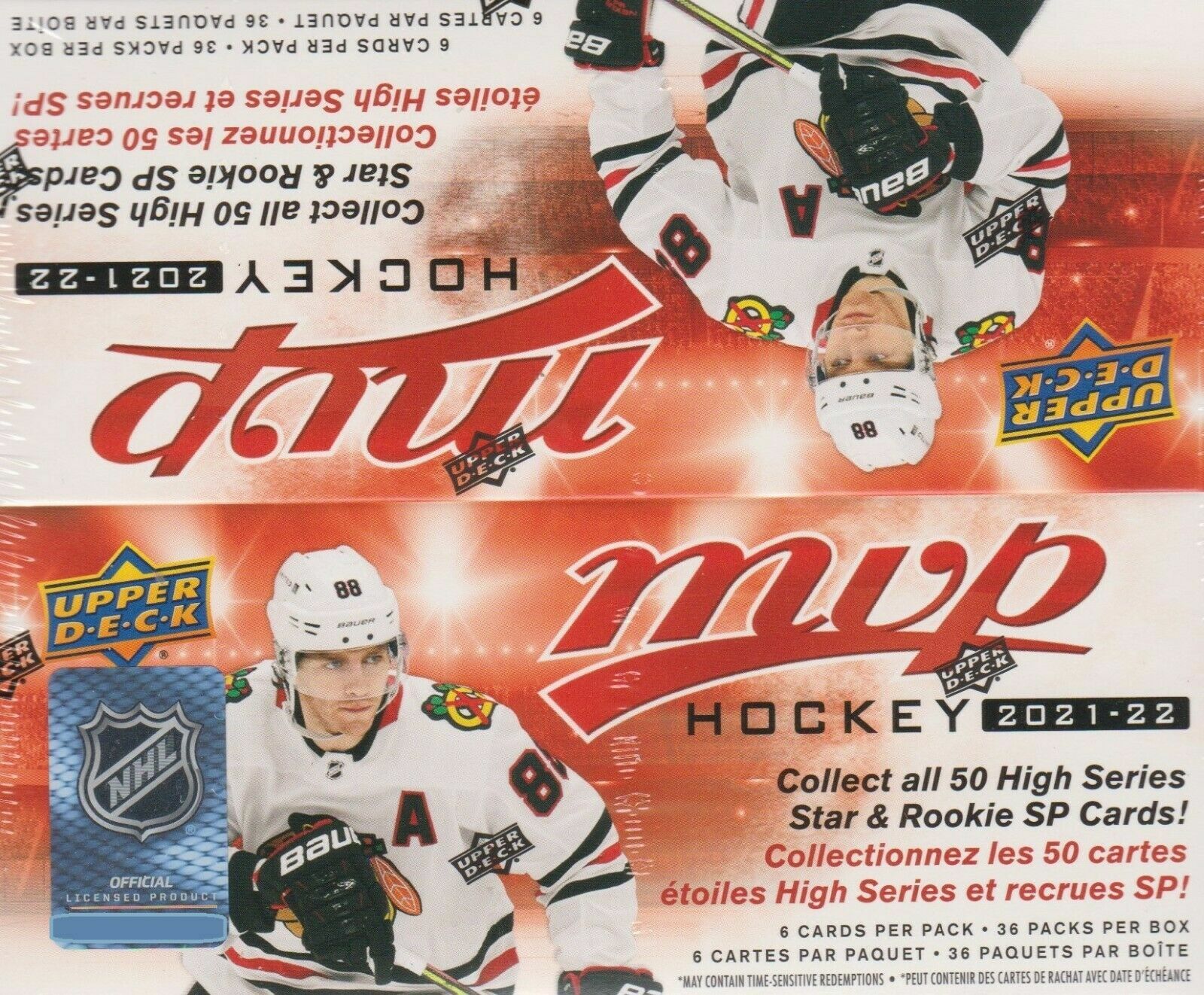2021-22 Upper Deck MVP Hockey sealed retail box 36 packs of 6 cards