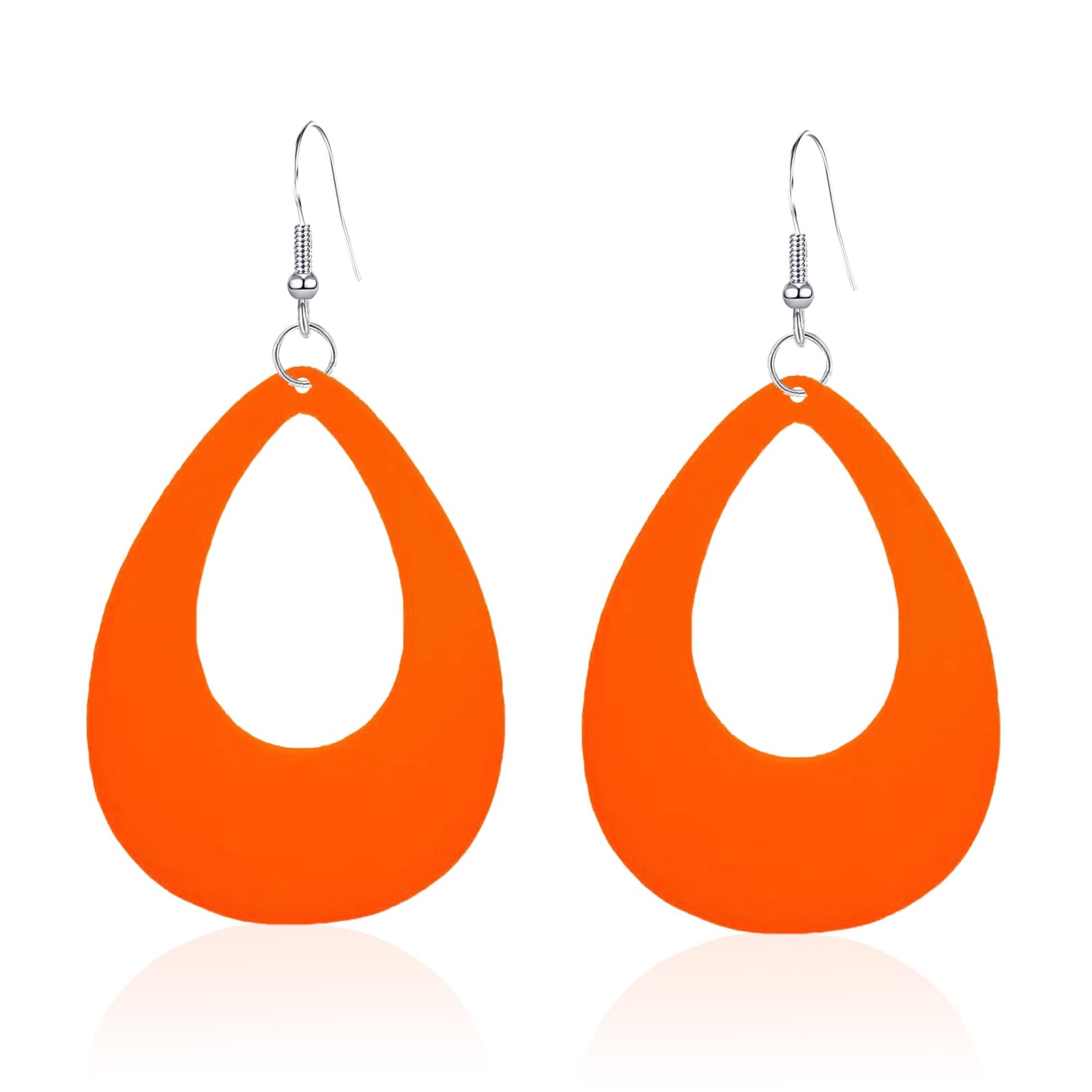 60s 70s 80s Neon Earrings for Women Lightning Circular Oval Standard, Orange 60s 70s 80s Neon Earrings for Women Lightning Circular Oval Standard, Orange
