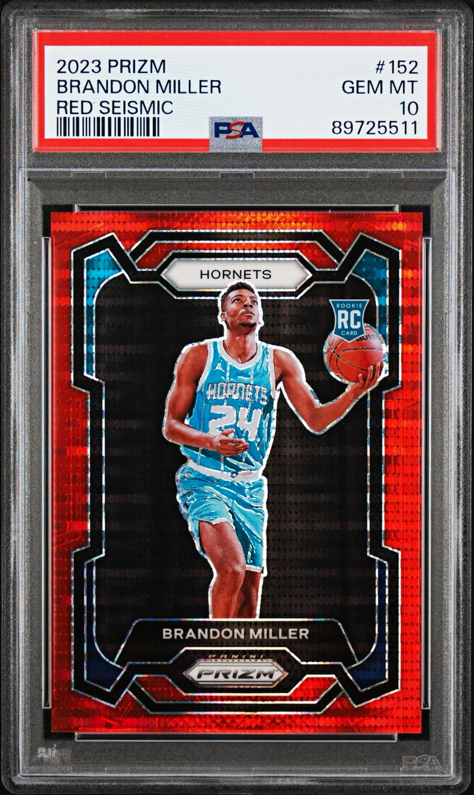 2023-24 Panini Prizm Brandon Miller RC #152 Red Seismic /299 PSA 10 Hornets 2023-24 Panini Prizm Brandon Miller RC #152 Red Seismic /299 PSA 10 Hornets