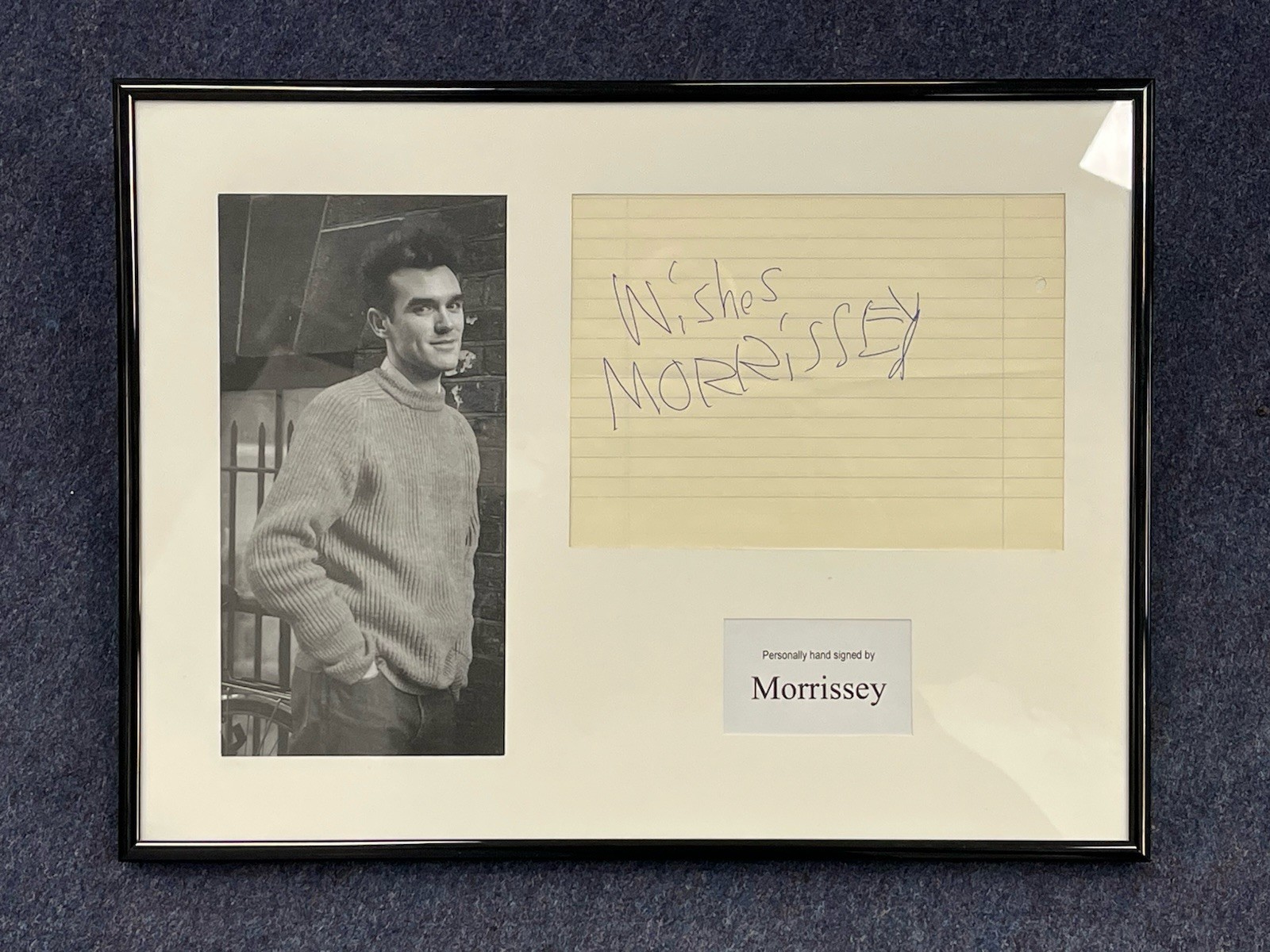 Morrissey Hand Signed Paper Framed Genuine Signature Authentic Letter The Smiths
