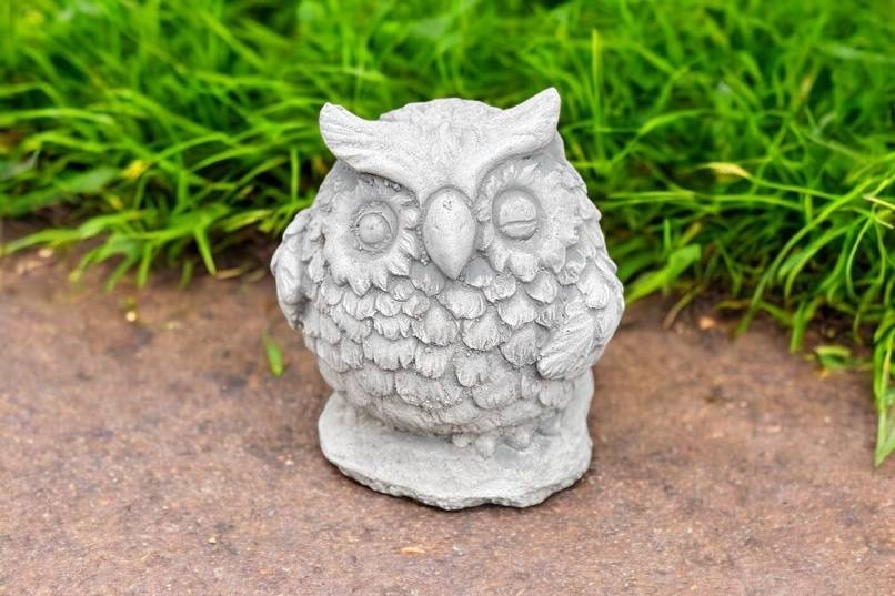 Concrete Owl Garden Statue Outdoor Bird Sculpture Yard Decor Cute Owl Figurine
