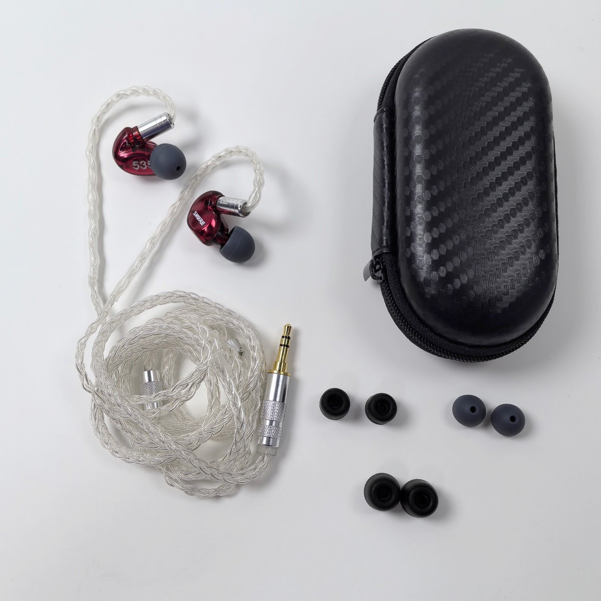 Shure SE535 Earphones Sound Isolating 3.5mm Stereo Voice Headset - White Red