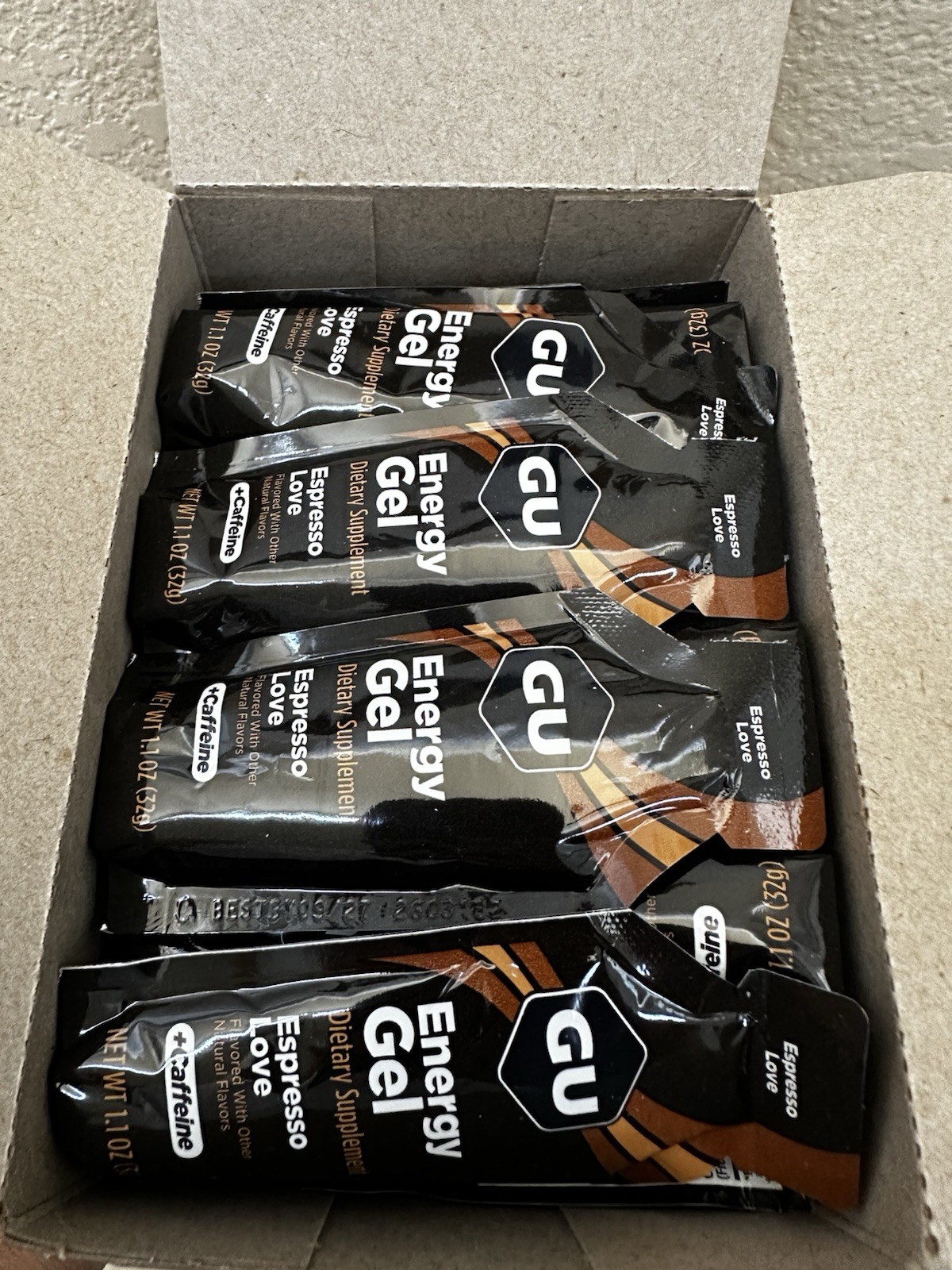 GU Running Energy Gel Supplement - Espresso Love 24 Pack - Exp 09/2027