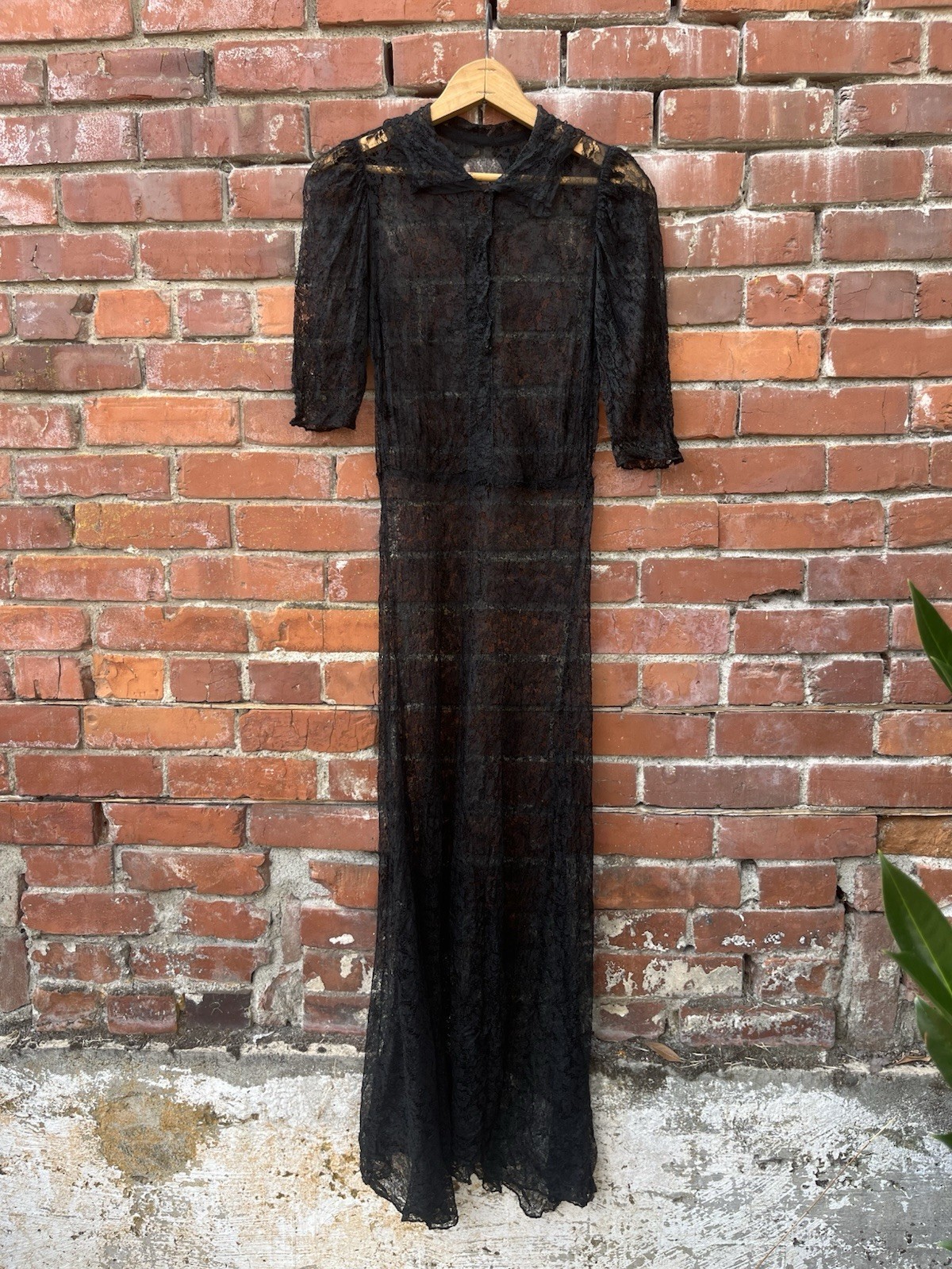 Antique 20s 30s Art Nouveau Deco Gothic Lace Tailored Black Maxi Dress XS Antique 20s 30s Art Nouveau Deco Gothic Lace Tailored Black Maxi Dress XS