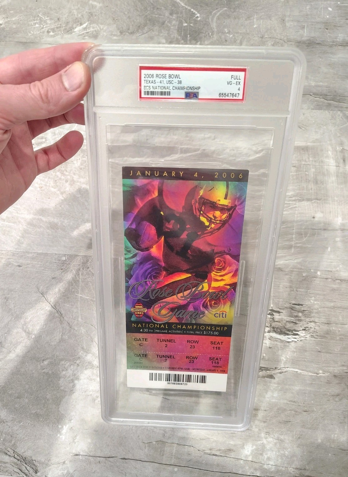 PSA 4 - 2006 Rose Bowl Ticket - Texas vs USC Greatest Game Ever Texas Champs PSA 4 - 2006 Rose Bowl Ticket - Texas vs USC Greatest Game Ever Texas Champs