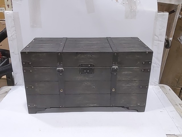 Vintiquewise 13.75 x 25.5 x 12 in. Distressed Wooden Storage Trunk, Black