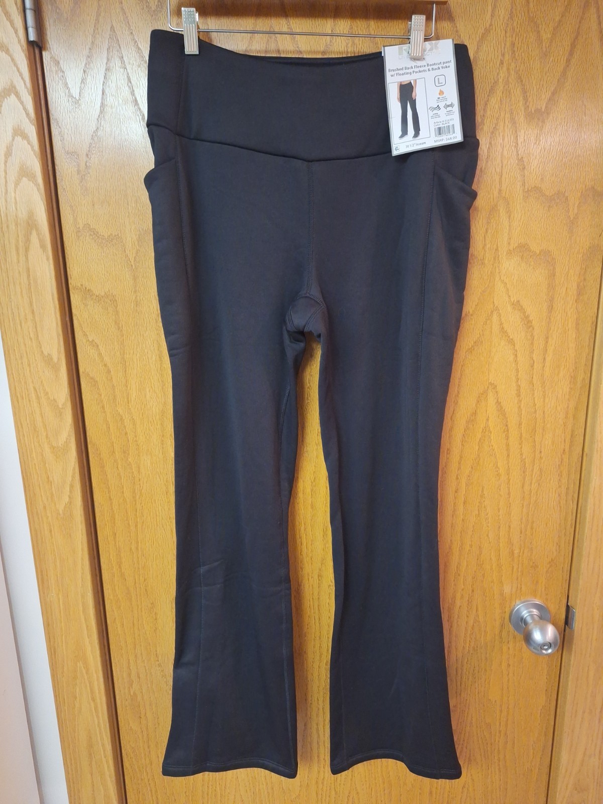RBX Women\'s Brushed Back Fleece Bootcut Pant w/Floating Pockets Size Large NWT