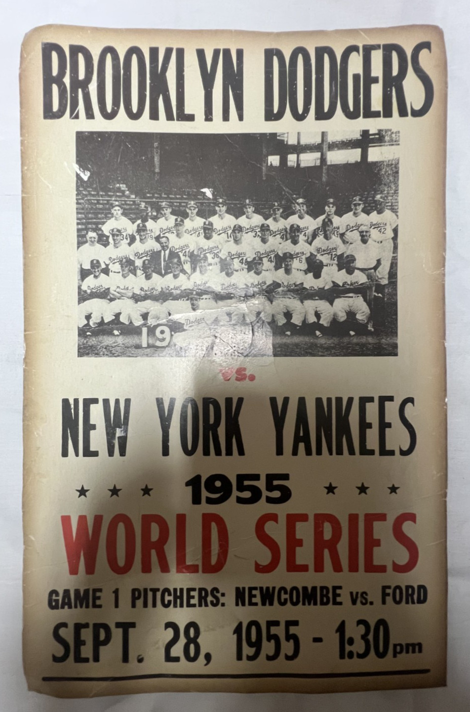 1955 World Series Brooklyn Dodgers Vs NY Yankees 22x14” Poster Vintage Original