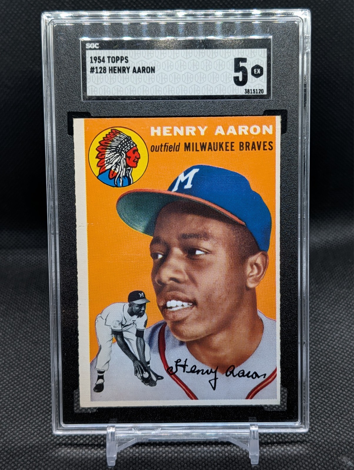 HANK AARON 1954 Topps #128 Rookie Card SGC 5 EX *Pack-Fresh Looking Card* LOOK