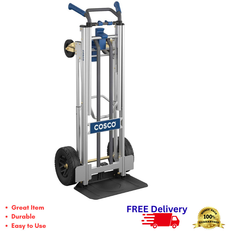 COSCO 5-in-1 Convertible Hand Truck Folding Hand Dolly Cart 3-Pos Handle 1000lb