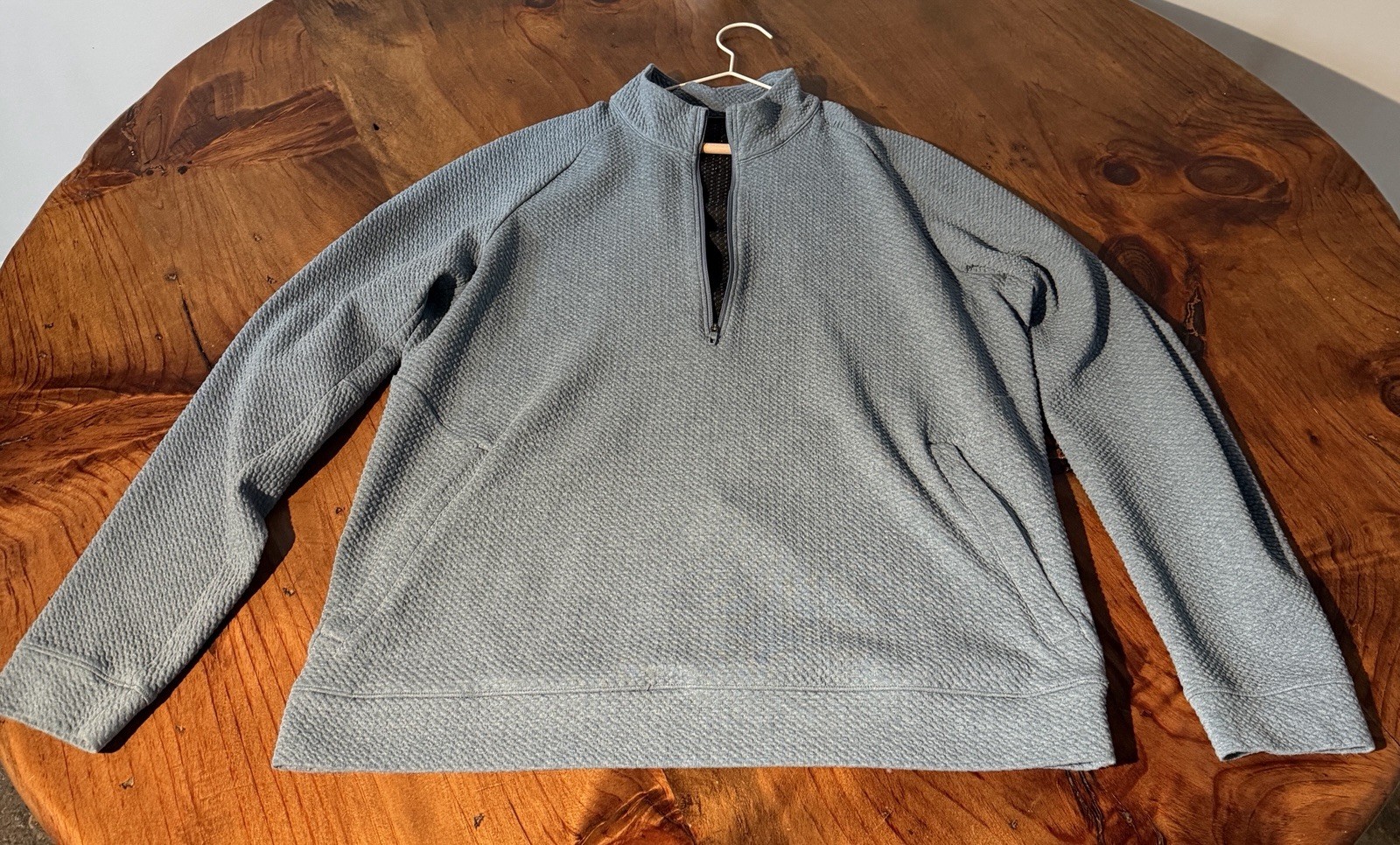 Lululemon Mens Ease The Day Half Zip - Heathered Steel Blue/Black - Size Large Lululemon Mens Ease The Day Half Zip - Heathered Steel Blue/Black - Size Large