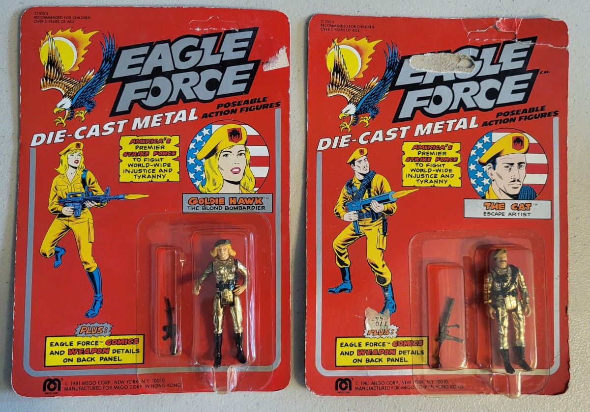 Vintage 1981 Mego EAGLE FORCE Goldie Hawk & The Cat Die-Cast Figures Both MOC Vintage 1981 Mego EAGLE FORCE Goldie Hawk & The Cat Die-Cast Figures Both MOC