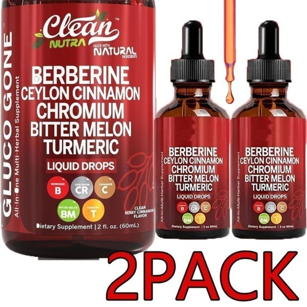 2 PACK Clean Nutra Berberine with Ceylon Cinnamon Herbal Liquid Drops Supplement