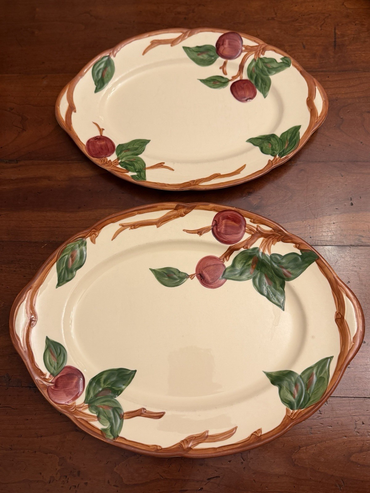 Vintage 1950s Franciscan Apple Oval Serving Platters - Set of 2 Made in USA