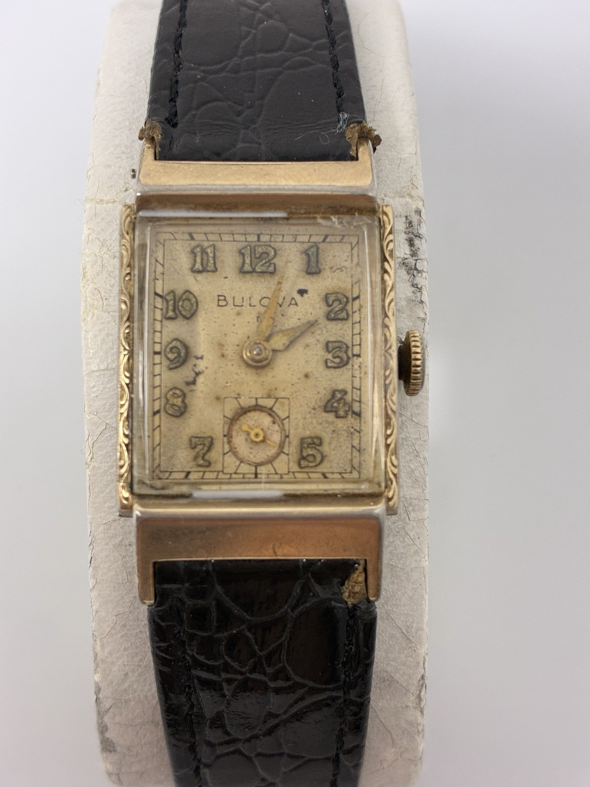 Vintage Bulova Rectangular Swiss Watch – Art Deco Gold Tone L1 10k Rolled Gold