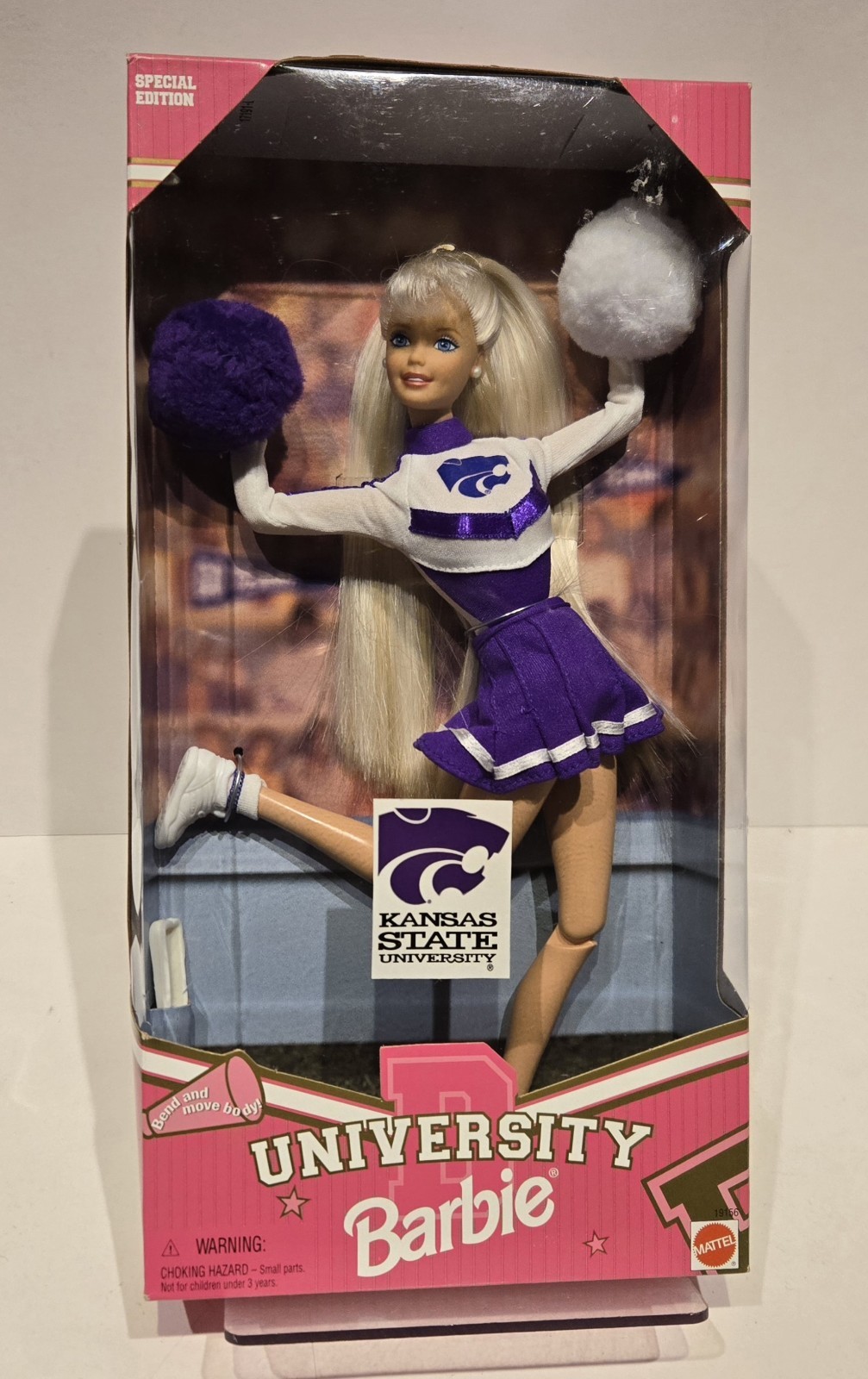 Vintage 1996 Barbie University Kansas State Cheerleader Doll Mattel Sealed New