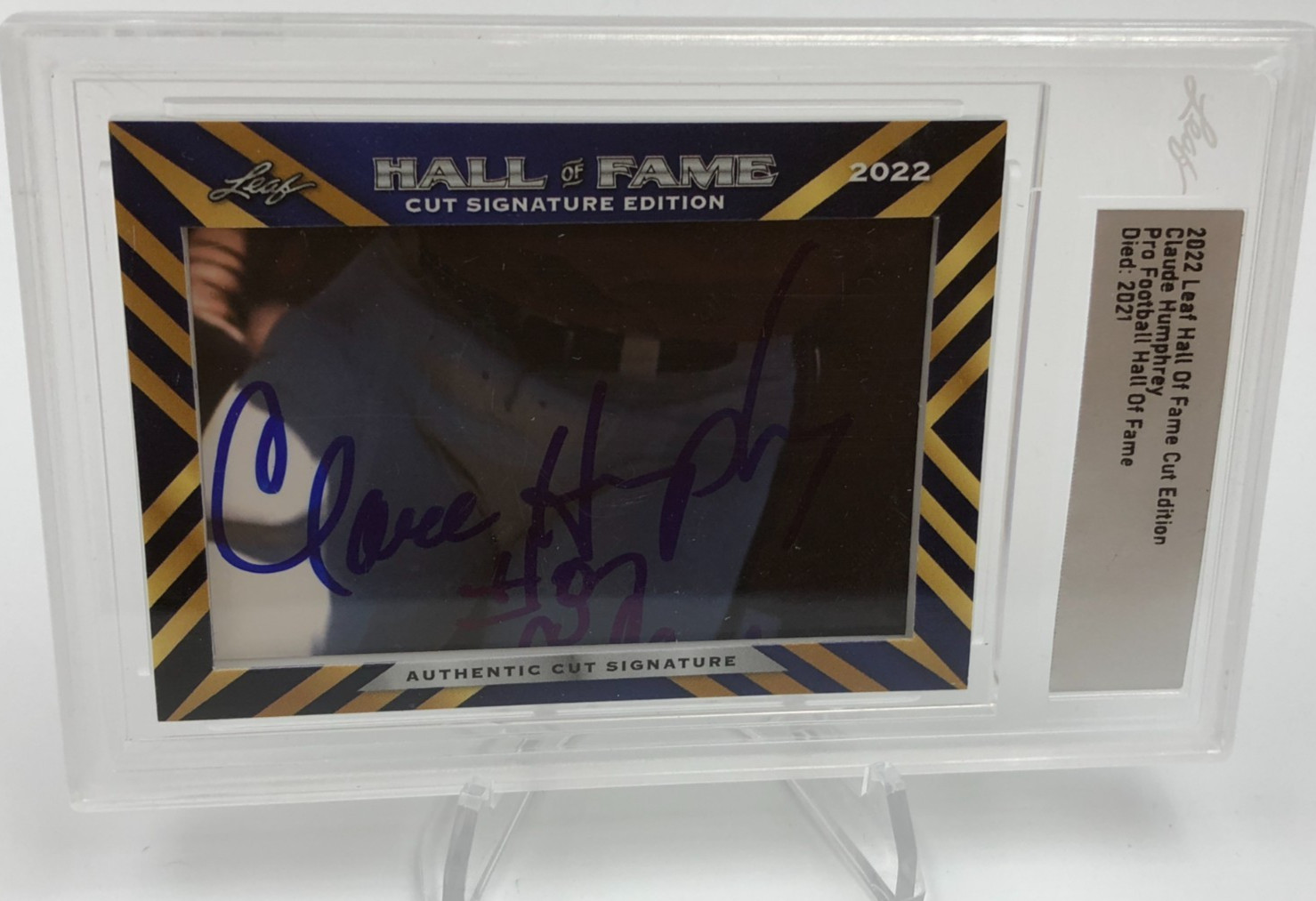 CLAUDE HUMPHREY CUT AUTO Card 2022 Leaf Hall of Fame Signed FALCONS EAGLES HOF