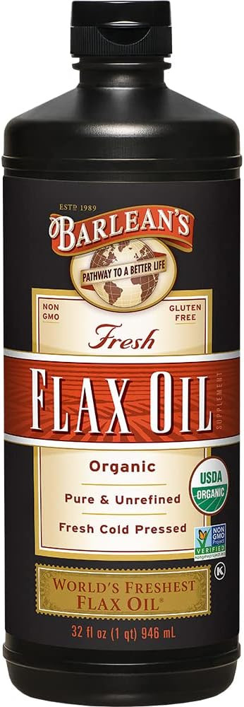 Barlean\'s Organic Flax Oil 32 oz Omega 3, Joint & Heart, Healthy Digestion