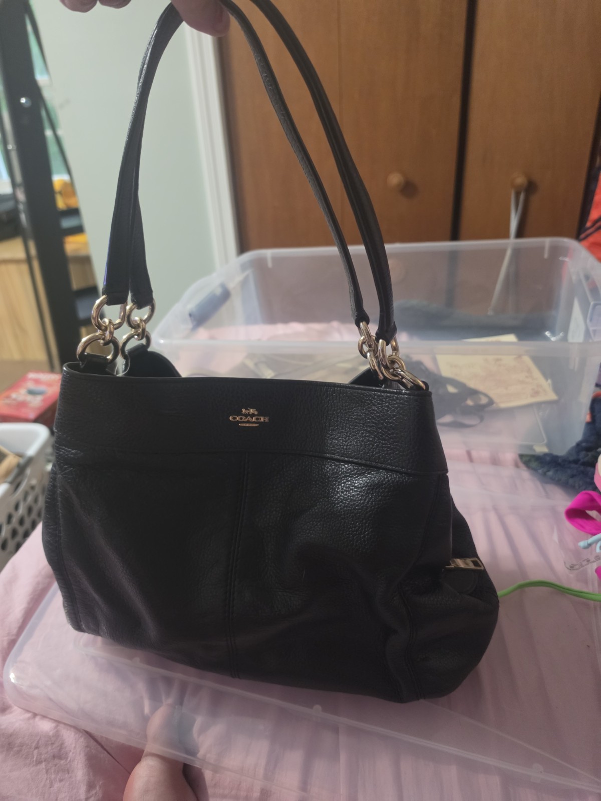 Coach Black Leather Shoulder Bag Purse