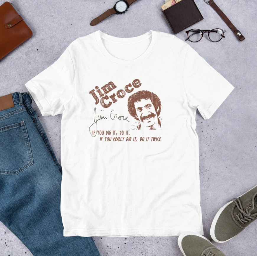 Vtg Jim Croce For Fans Cotton Heavy White Full Size Unisex Shirt