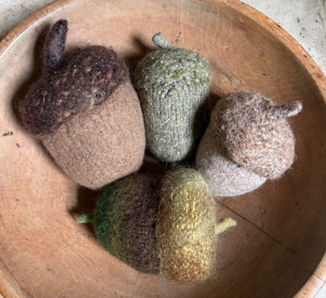 4 Unique large handknitted felted wool acorn bowl fillers. OOAK 4 Unique large handknitted felted wool acorn bowl fillers. OOAK