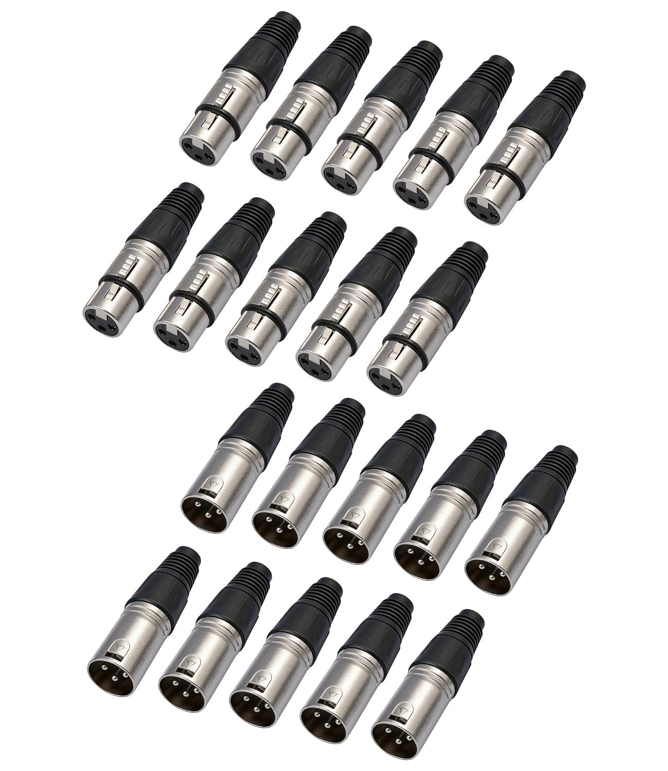 20PC XLR Connectors XLR 3 Pin Male/Female DMX Plugs Audio Mic Microphone Cable