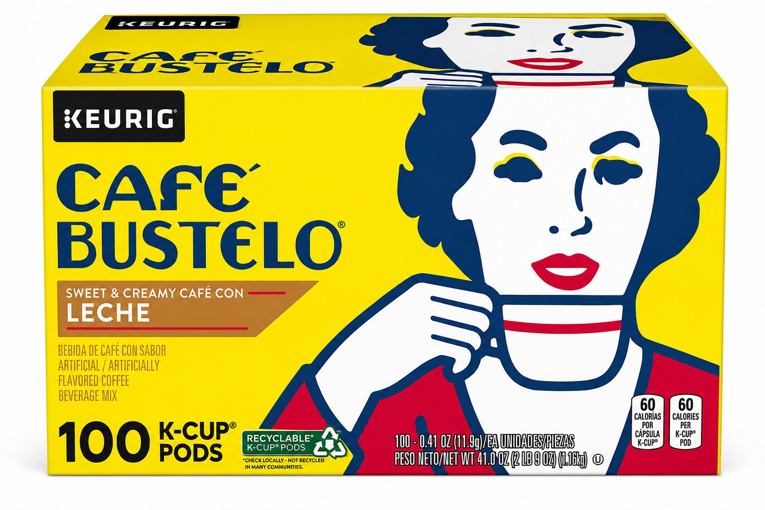 CAFE BUSTELO Sweet & Creamy Café Con Leche K Cups Coffee Pods 100 Count Loose