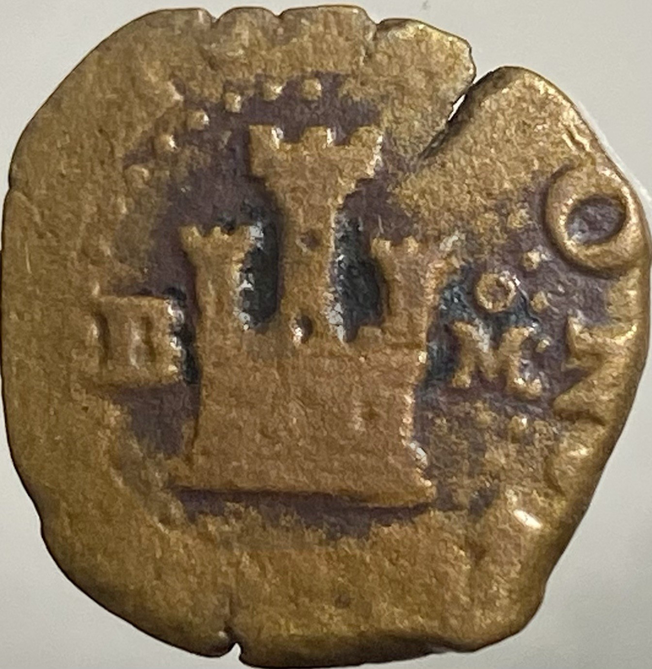 1500’s Spanish Coin 1580-1591 Medieval 2 Maravedis King Philip II Spain Copper