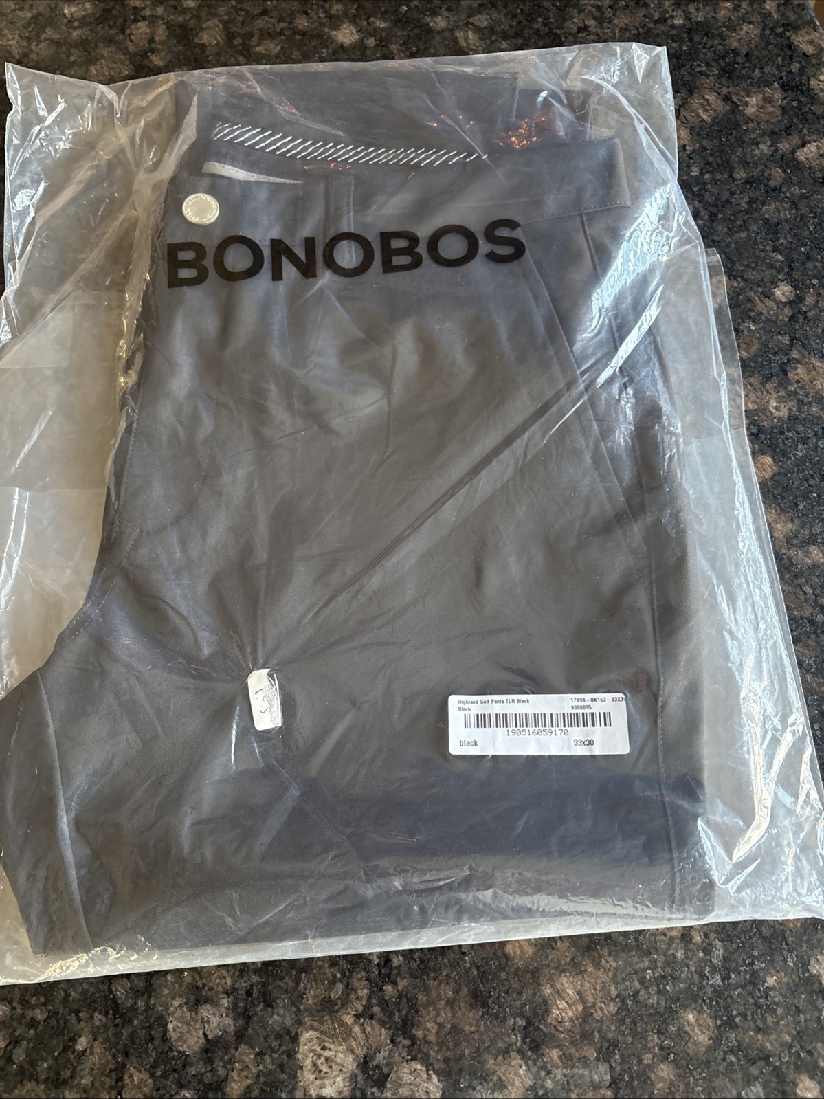 Bonobos Highland Golf Pants 33x30 Tailored Fit Black New R258