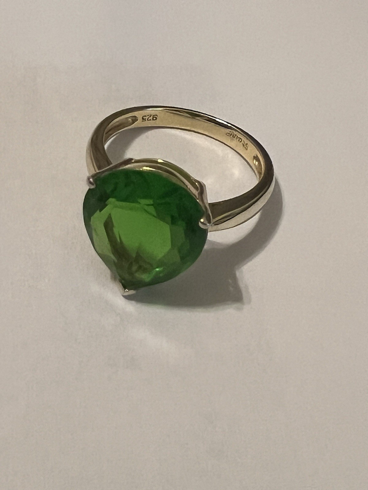 Stauer MT St. Helen Green Helenite Silver Ring Size 7