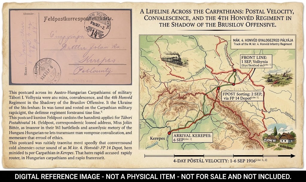 1916 WWI Hungary Feldpost Card Tábori Postahivatal 14 to Kerepes 4th Honvéd Reg