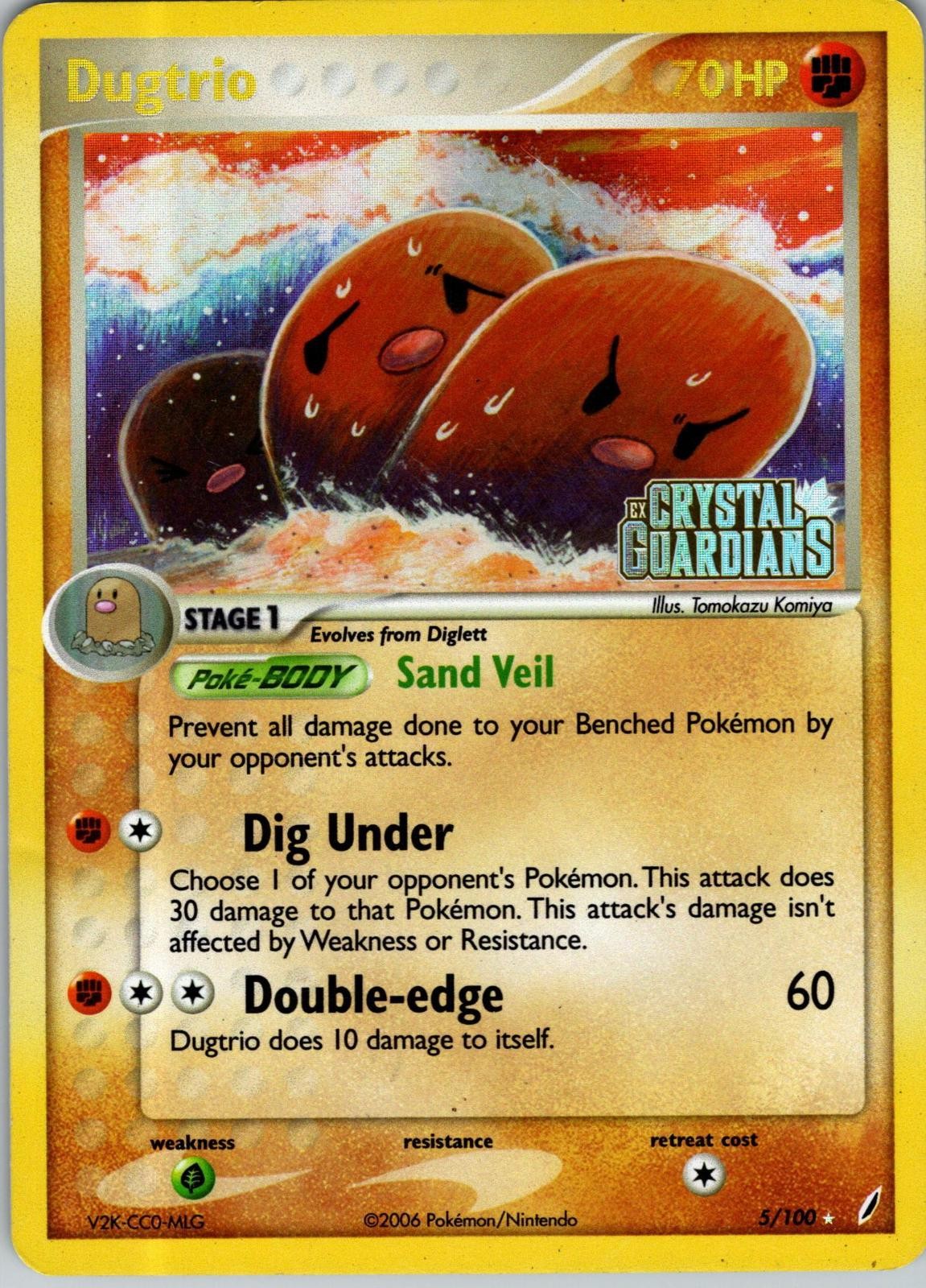 Dugtrio 5/100 Rare Crystal Guardians Pokemon Reverse Holo Damaged Dugtrio 5/100 Rare Crystal Guardians Pokemon Reverse Holo Damaged