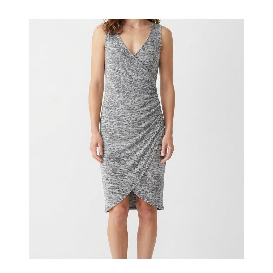 Leith Nordstrom Gray Heather Ruched Wrap Midi Dress Women Size XXS Casual Chic