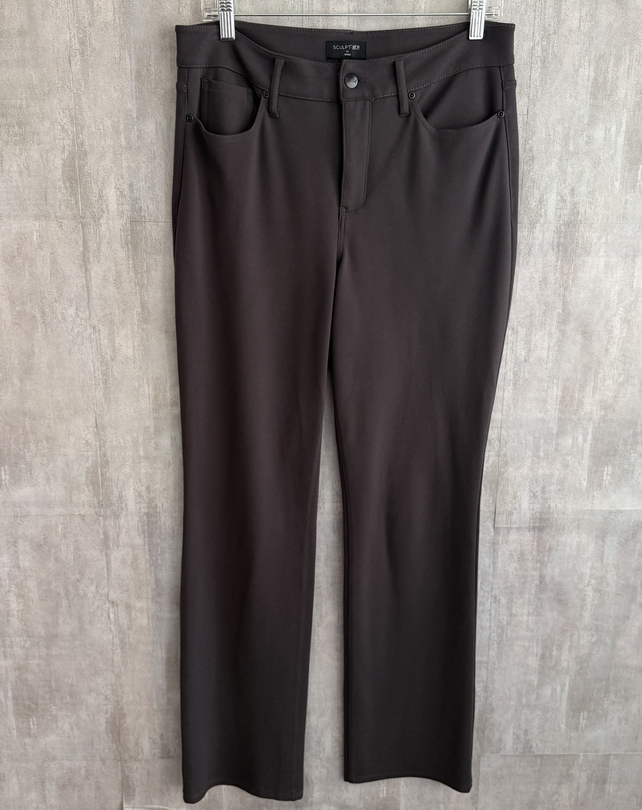 NYDJ Sculpt-Her Pants Women\'s Sz 10 Marilyn Straight Lift Tuck Technology Brown