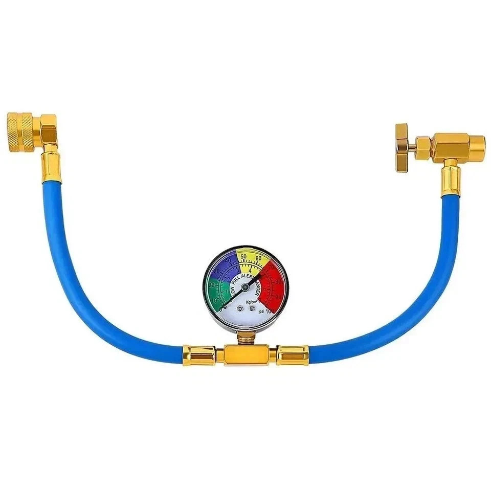 Self-Sealing R134A Refrigeration Recharge Hose Kit AC Charge Hose w/Gauge US