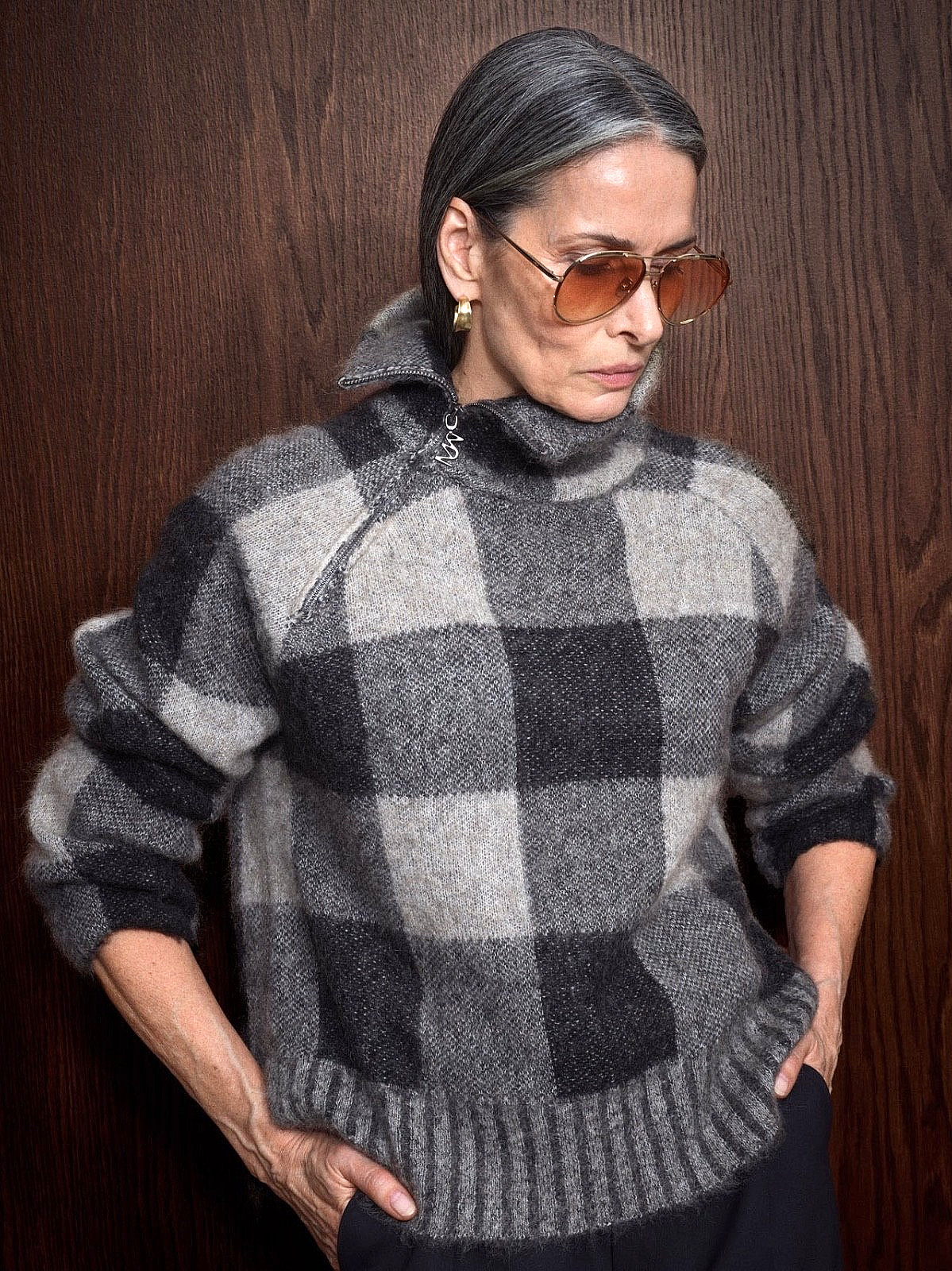 MOS MOSH Maija Check Knit Jumper Size S New Collection RRP 199,-